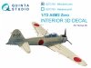 Quinta Studio QD72162 A6M2 Zero (Mitsubishi Prod.) 3D-Printed coloured Interior on decal paper (Tamiya) 1/72